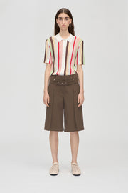 Stine Goya Belted Tailored Bermuda Shorts Chicory Coffee
