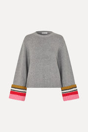 Stine Goya Chunky Sleeve Sweater Knit Pink Multistripes