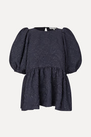 Stine Goya Puff Sleeve Peplum Top Top Garden Relief