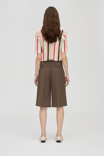 Stine Goya Belted Tailored Bermuda Shorts Chicory Coffee