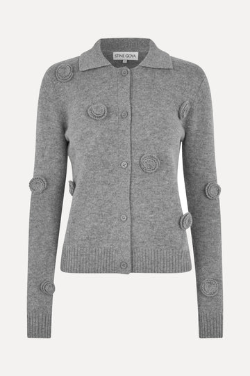 Stine Goya Button Up Long Sleeve Polo Knit Knit Flint Gray