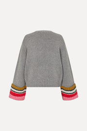 Stine Goya Chunky Sleeve Sweater Knit Pink Multistripes