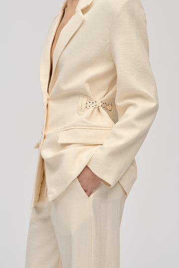 Stine Goya Elastic Detail Tailoring Blazer Jacket Eggnog