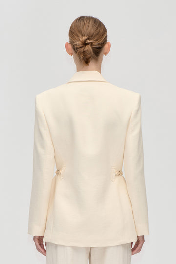 Stine Goya Elastic Detail Tailoring Blazer Jacket Eggnog
