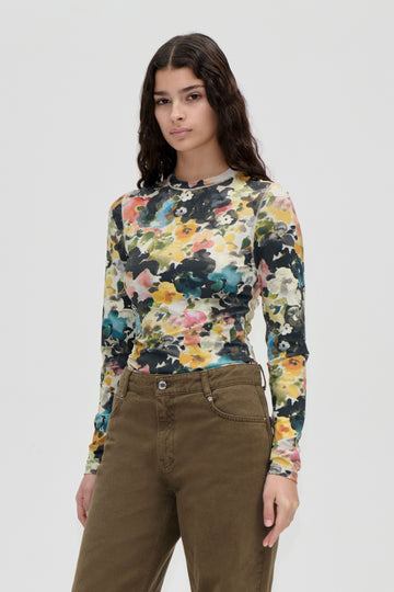 Stine Goya Elastic Long Sleeve Top Top Echoes In Flowers
