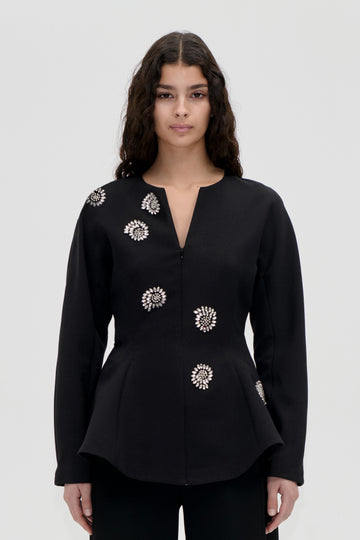 Stine Goya Flared Hem Zip-Up Top Top Pearl Of Order