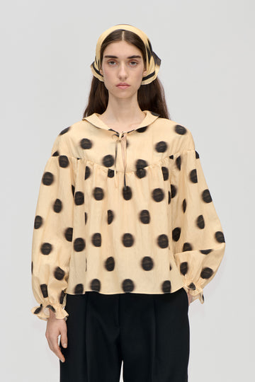 Stine Goya Front Detail Long Sleeve Top Top Dots in Motion