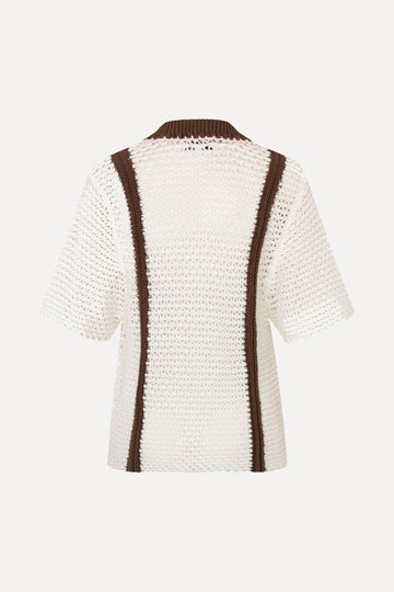 Stine Goya Short Sleeve Bowling Polo Knit Baseball Stripes