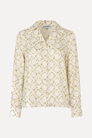 Stine Goya Wide Point Collar Shirt Top Sakura Check Yellow